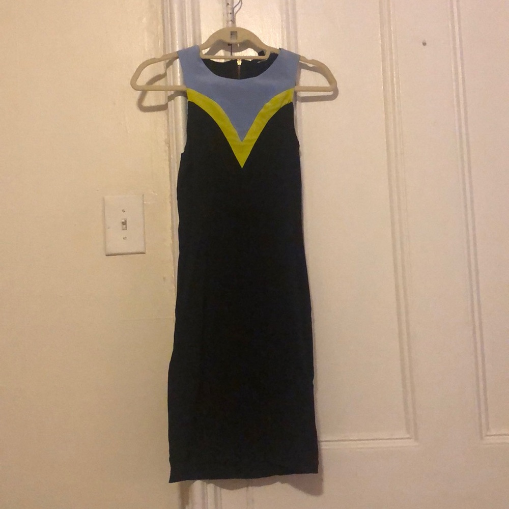 Midi bodycon blue & green geometric dress